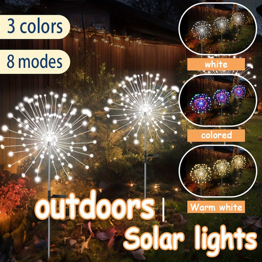 Outdoor Solar Fireworks Lights, 8 Lighting Modes Waterproof Solar Holiday Viewing Decorative Lights, Outdoor Lighting Decoration For Patio Yard Garden Path Yard Villa