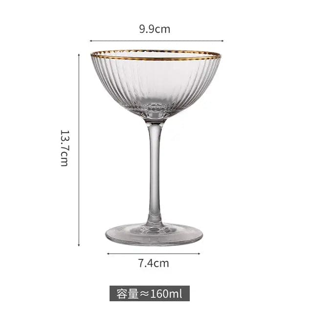 Cocktail Glass Goblet with Gold Rim Crystal Glass Cup