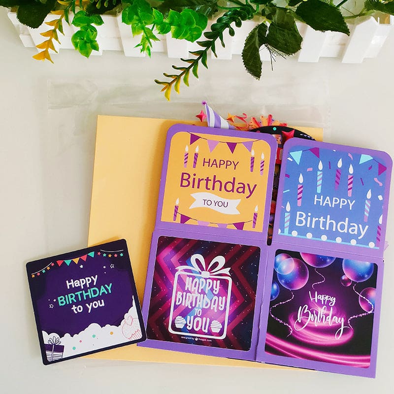 Creative Handmade Colorful HAPPY BIRTHDAY Stereoscopic Greeting Cards