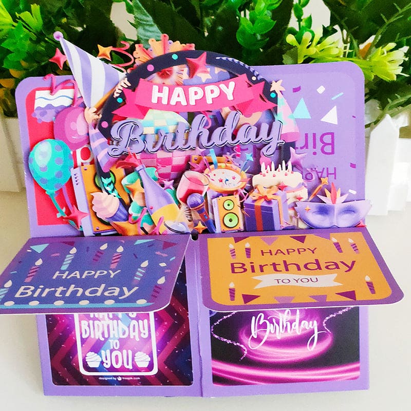 Creative Handmade Colorful HAPPY BIRTHDAY Stereoscopic Greeting Cards