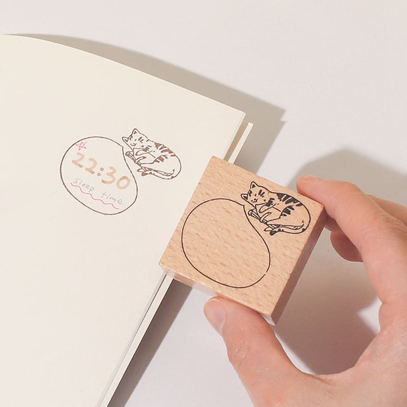 XINAHER Vintage Journal Cat Stamp DIY Wooden Rubber Stamps