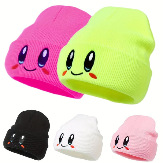 Cute Anime Eyes Embroidered Beanie: Unisex, Lightweight & Warm, Elastic Fit in Vibrant Colors - Ideal for Ski & Casual Wear