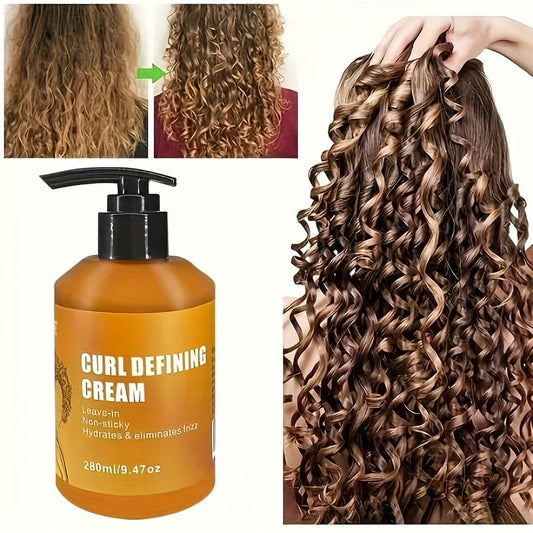 9.47oz Curl Defining Cream With Argan Oil For Wavy And Curly Hair, Hair Moisturizer And Deep Conditioning For Shine And Bounce
