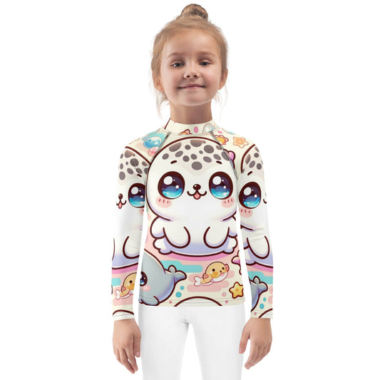 Seal of Approval: Kids' Cute Girls Seal Themed Rash Guard for Sun-Safe Adventures