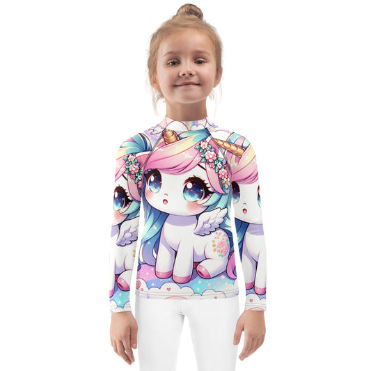 Unicorn Magic: Kids' Cute Girls Kawaii Unicorn Themed Rash Guard for Sun-Safe Adventures