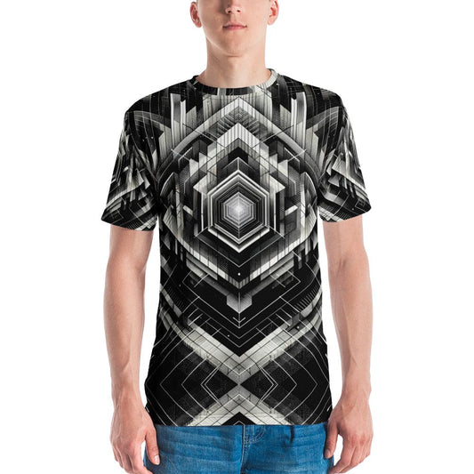 Urban Geometry: Men's Modern Casual Custom T-Shirt with Geometric Print