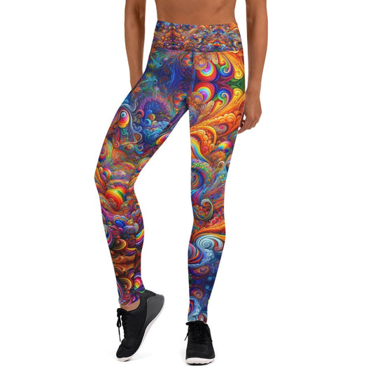 Artistic Retro Visions: Women's Psychedelic Chic Yoga Pants with Cute Vintage Theme