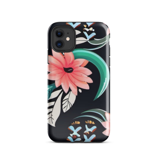 "Artisanal Blooms: Handcrafted Boho Floral iPhone Tough Case" - AIBUYDESIGN