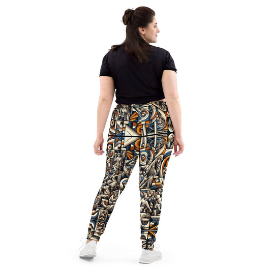 "Artistic Fusion: Luxurious Colorful Contemporary Modern Art Print Joggers for Women" - AIBUYDESIGN