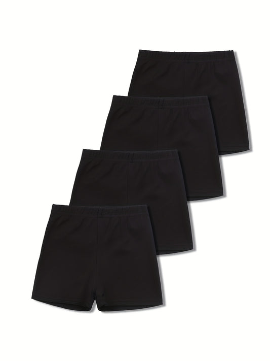 4pcs Girls Elastic Comfy Shorts, Children Summer Thin Safety Pants & Leggings