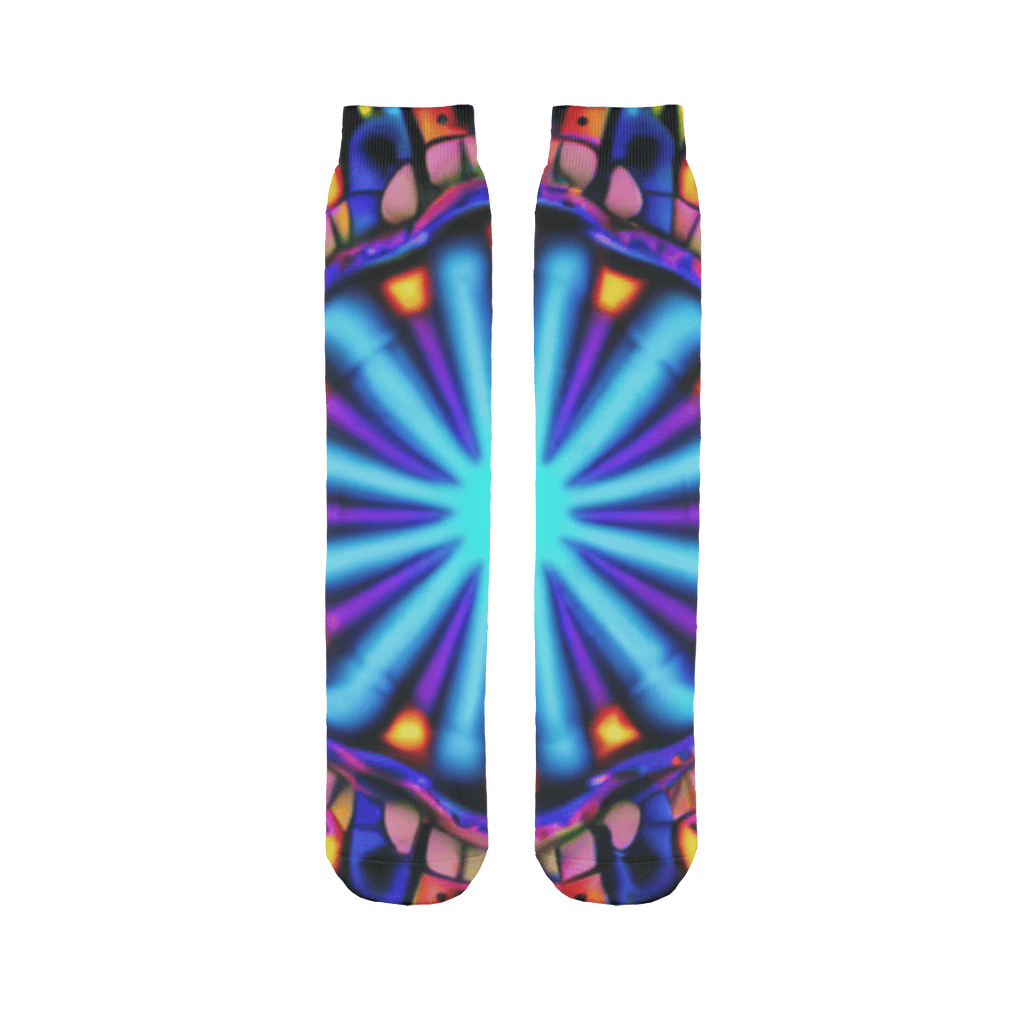 Womens Stained Glass Fractal Bliss Artsy Sublimation Socks