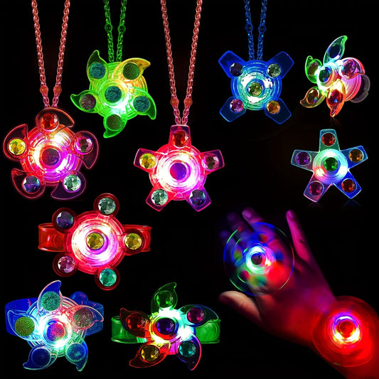 36pcs LED Light Up Fidget Spinner Party Favors For Kids Party Supplies Return Gifts For Kids Birthday Party Favors With 12 Necklaces, 12 Ring, 12 Bracelet Halloween And Christmas Gift, Easter Gift