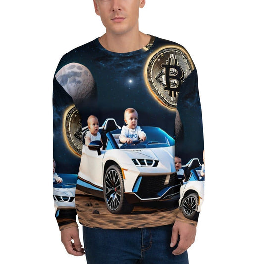 "Bitcoin Lunar Babies: Men's Funny Bitcoin Babies to the Moon Pattern Long-Sleeved Sweatshirt" - AIBUYDESIGN