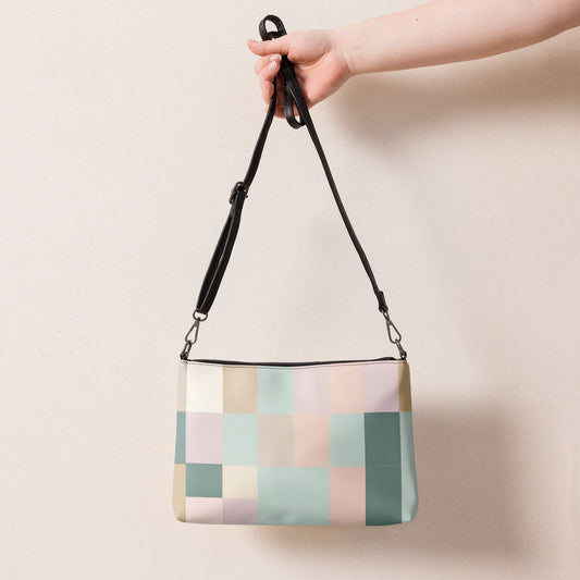 "Boho Bliss: Artsy Modern Colorblock Pastel Print Crossbody Bag" - AIBUYDESIGN