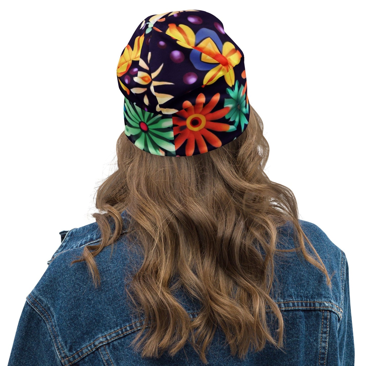 "Boho Bloom: Custom Handcrafted Floral Beanie - Women's Cute & Artsy Headwear" - AIBUYDESIGN