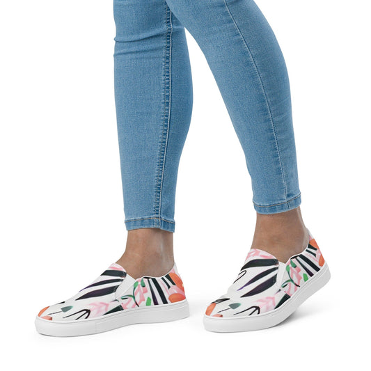 "Boho Bloom: Custom Women's Slip-on Canvas Shoes - Cute, Artsy, Chic & Floral" - AIBUYDESIGN