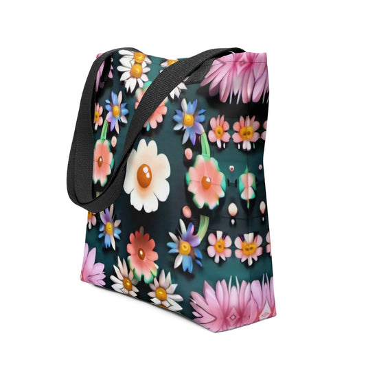 "Carry Spring Everywhere: Women's Custom Retro Vintage Artsy Flowery Tote Bag" - AIBUYDESIGN