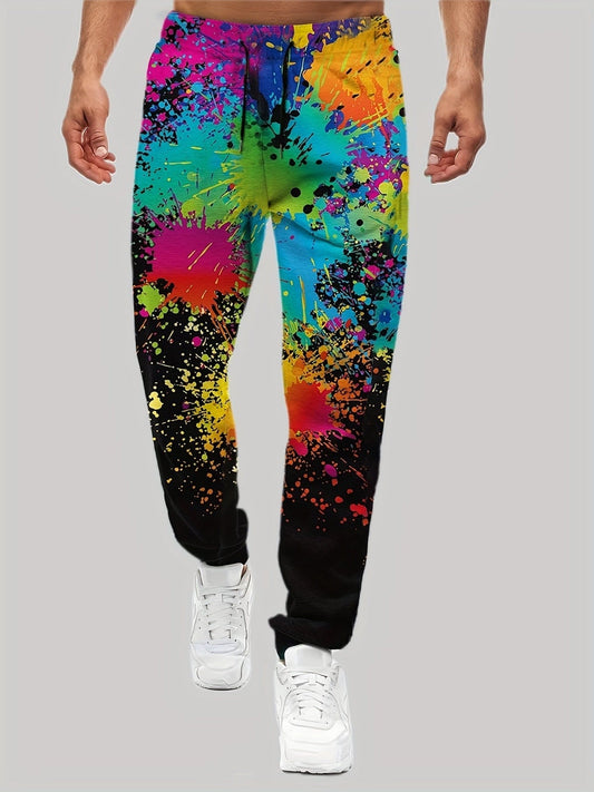 Men's Tie Dye Drawstring Sweatpants - Straight Leg Loose Fit Joggers for Spring and Summer