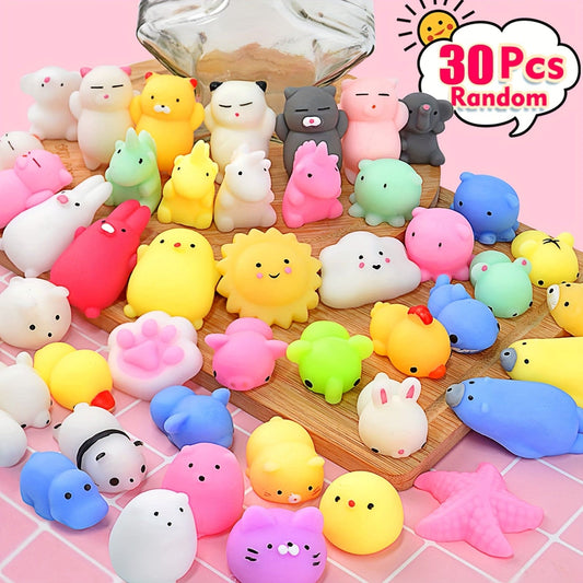 30pcs Squishy Toys Party Favors For Kids Mini Squishy Kawaii Fidget Toys Stress Relief Treasure Box Toys For Classroom Prizes Kids easter gift