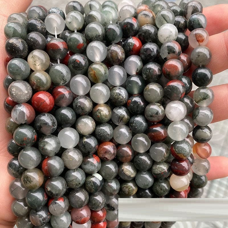 Natural African Bloodstone Scattered Beads Diy Ornament Accessories String Beads African Bloodstone Round Beads