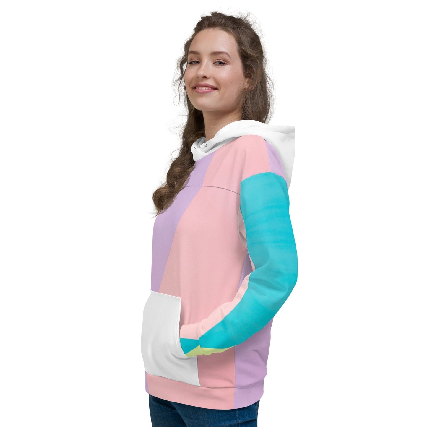 "Chic and Artsy Women's Pastel Colorblock Hoodie - Unique Style!" - AIBUYDESIGN