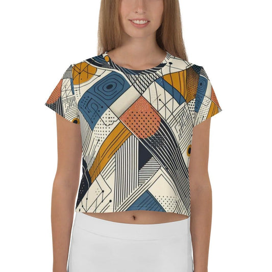 "Chic Women's Artistic Modern Print Crop Tee - Elevate Your Casual Look!" - AIBUYDESIGN