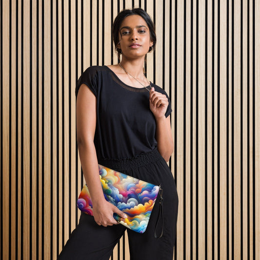 "Cloudscape Whirl: Cute Artsy Modern Colorful Swirling Clouds Print Crossbody Bag" - AIBUYDESIGN