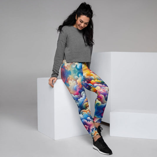 "Cloudy Canvas: Luxurious Colorful Clouds Contemporary Modern Art Print Joggers for Women" - AIBUYDESIGN