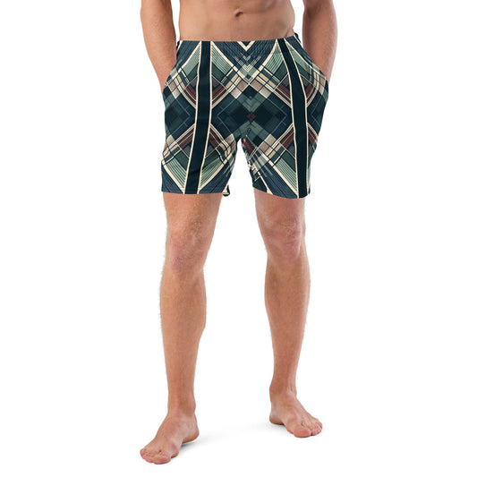 "Contemporary Canvas: Modern Abstract Art Pattern Custom Men's Swimming Trunks" - AIBUYDESIGN