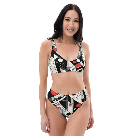 "Contemporary Charm: Women's Beautiful Chic Artsy Modern Art Print High-Waisted Bikini for Elevated Style" - AIBUYDESIGN