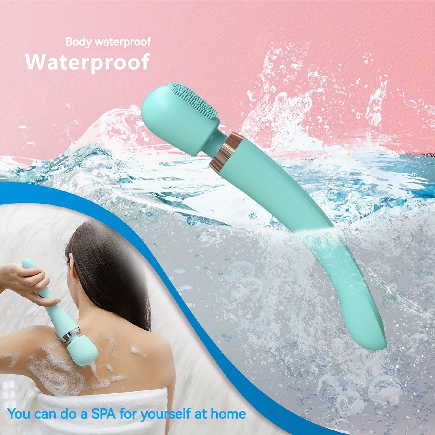 Electric Silicone Bath Brush, Rechargeable Waterproof Scrubber For Back And Body, Electric Bath Massage Brush