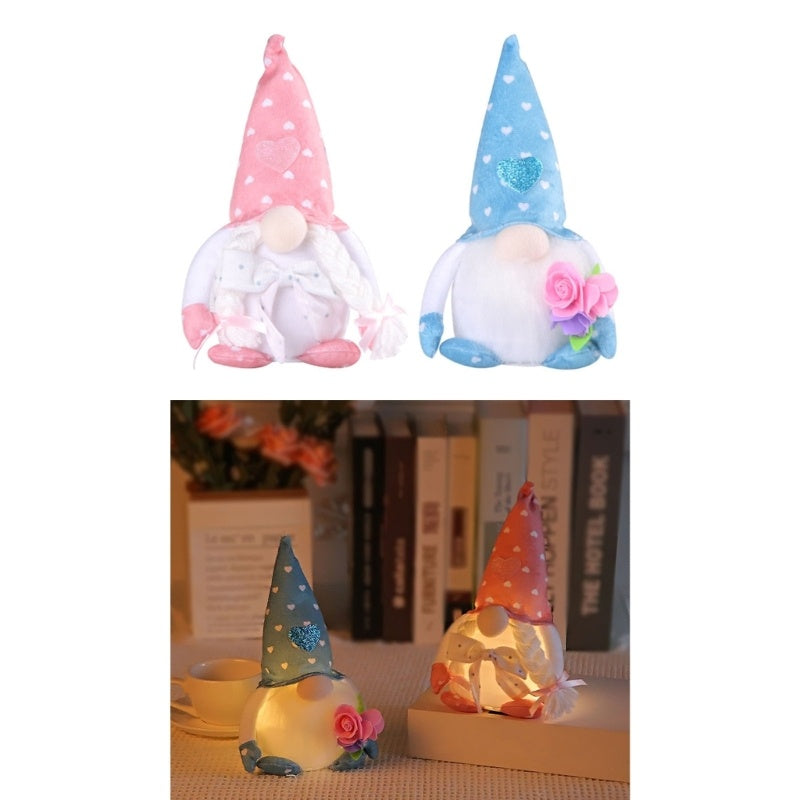 Gnomes With LED Light Decorations Plush Spring