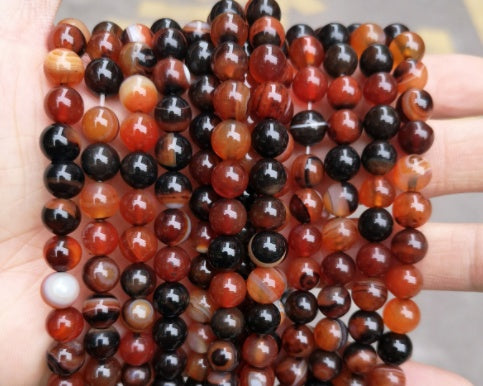 Natural Black Red Agate Beads Scattered Beads Bracelet Beads Diy Handmade Material Knitting Accessories