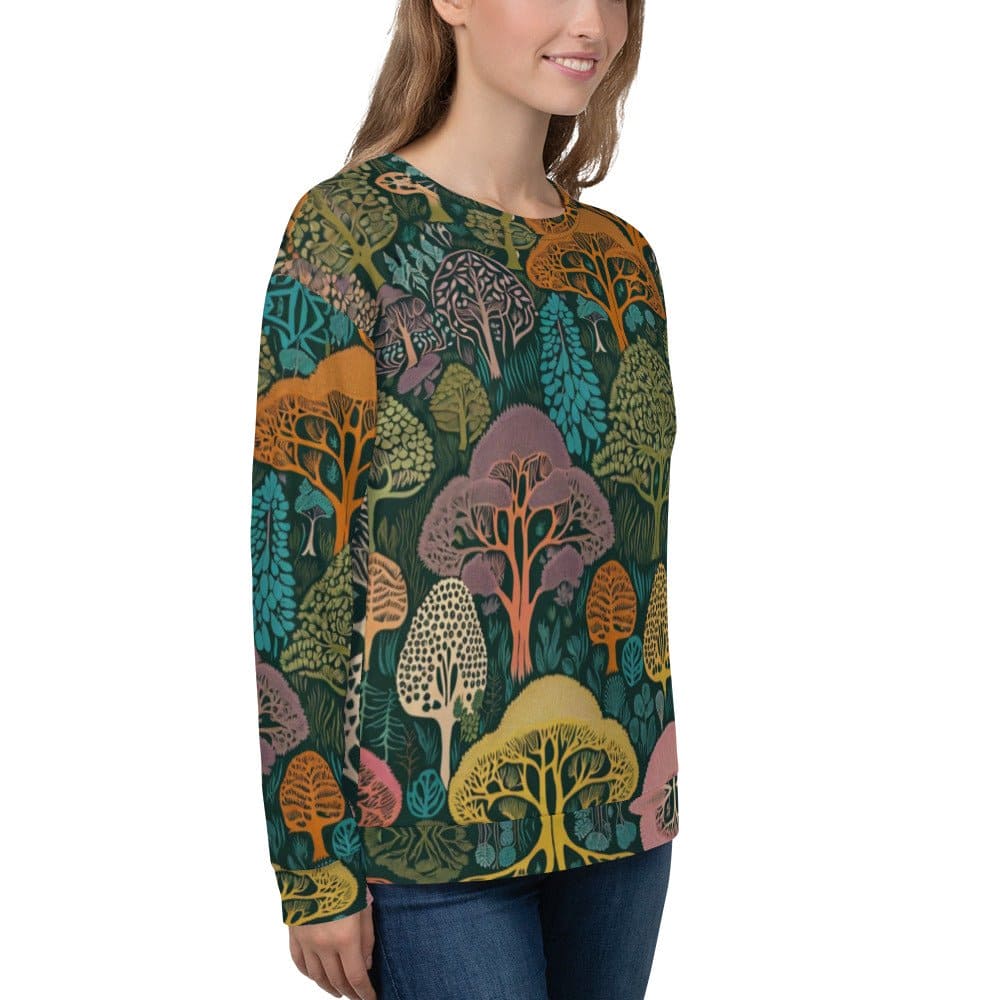 "Enchanted Woods: Women's Beautiful Chic Artsy Vintage Forest Print Long Sleeved Sweatshirt" - AIBUYDESIGN