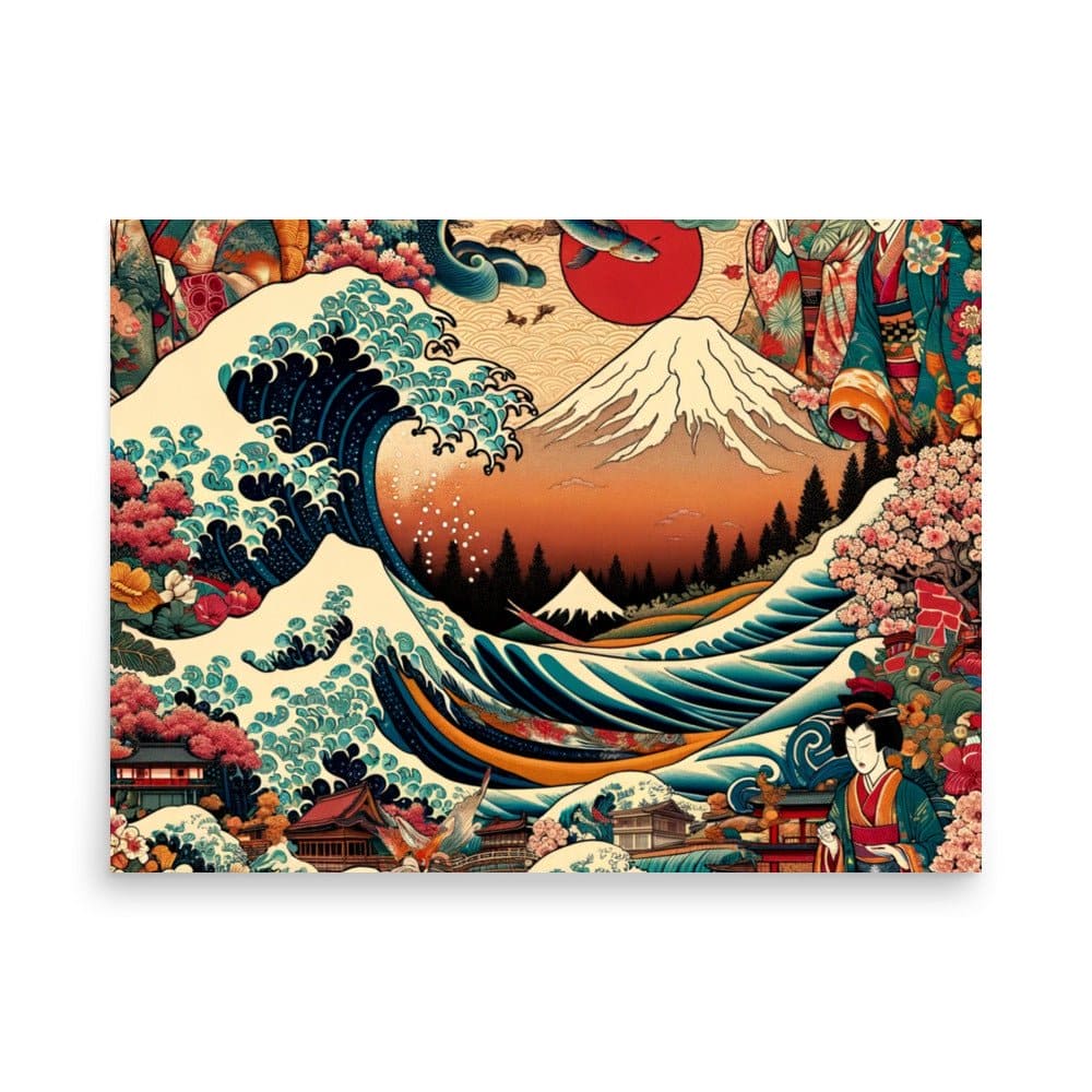 "Ethereal Ukiyo-e: Modern Art Trippy Poster Inspired by Japanese Art" - AIBUYDESIGN