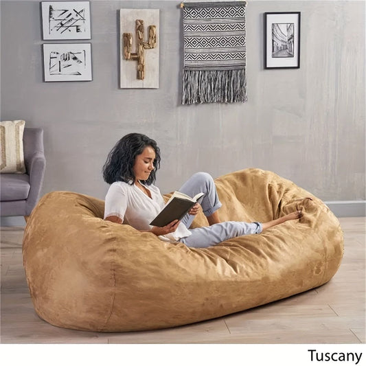 1pc Traditional 8-foot Suede Cylindrical Bean Bag, Tuscan Style Minimalist Sofa, Fashion Sofa, Comfortable Lazy Sofa, Brown, Home Essential