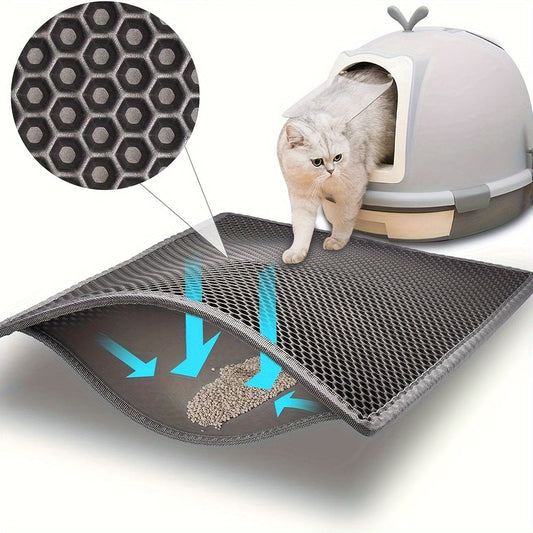 Cat Litter Mat, Traps Litter, Two Layer Trapping Kitty Mats, Less Waste, Soft On Paws, Waterproof, Upgraded Anti Slip Back Layer, Easy Clean, Serve As Scratcher, Pet Supplies And Essentials