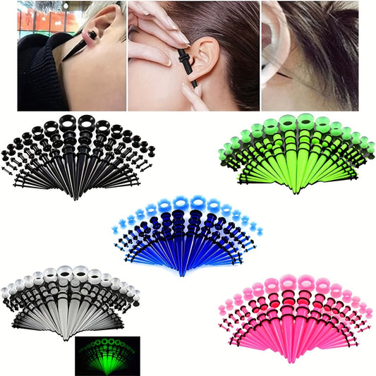 50pcs Ear Stretch Set, 0.49oz-00G Acrylic Cone & Plug, Silicone Tunnel Ear Expansion Set, Body Piercing Jewelry Ear Gauge Tunnel Earrings For Women And Men