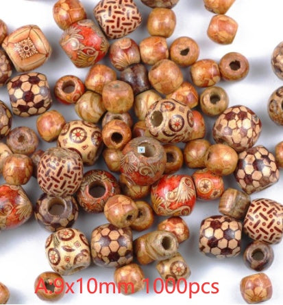 Painted Wooden Beads Spacer Round Big Hole Beads