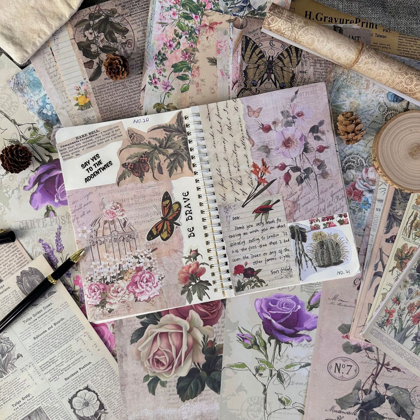 30 Pieces Diary Newspaper Decoration Scrapbook Material Paper