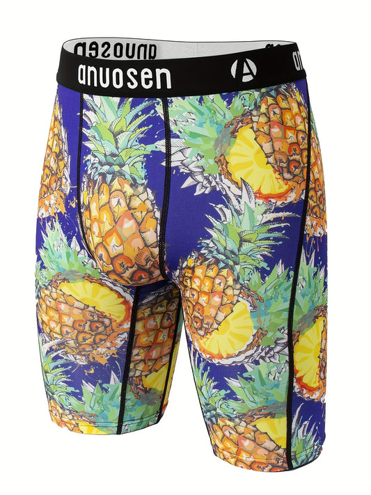 Sports Underwear, Quick Drying Moisture Wicking Breathable Comfy Boxer Briefs Shorts, Swim Trunks For Beach Pool, Pineapple Print Trendy Underpants