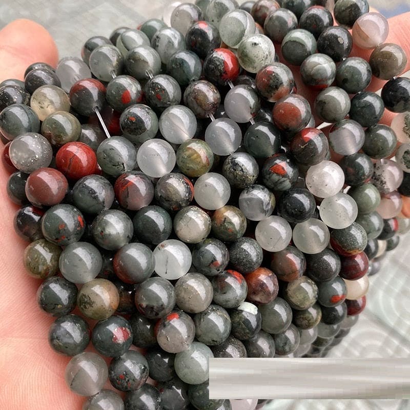 Natural African Bloodstone Scattered Beads Diy Ornament Accessories String Beads African Bloodstone Round Beads