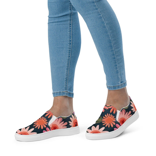 "Floral Fantasy: Custom Women's Boho Chic Slip-on Canvas Shoes" - AIBUYDESIGN