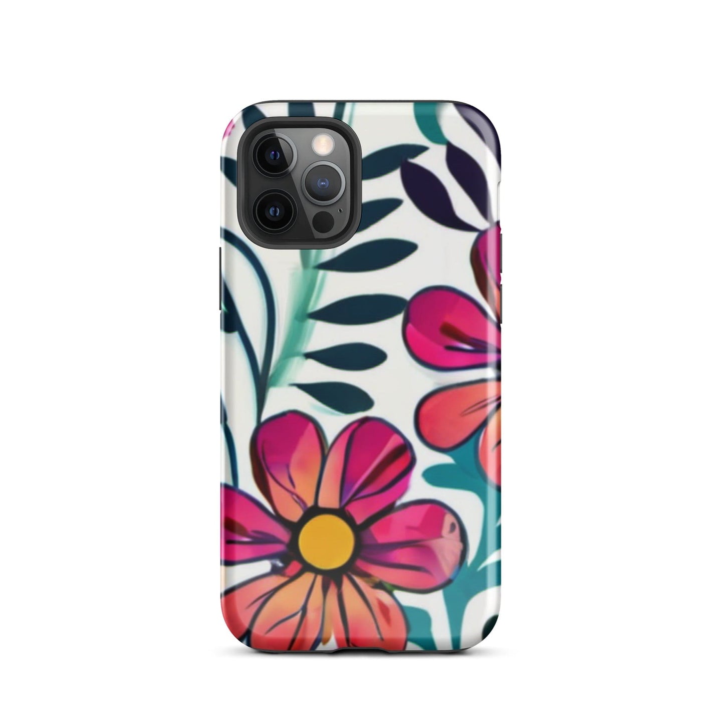 "Floral Fiesta: Custom Boho Flowery iPhone Tough Case" - AIBUYDESIGN