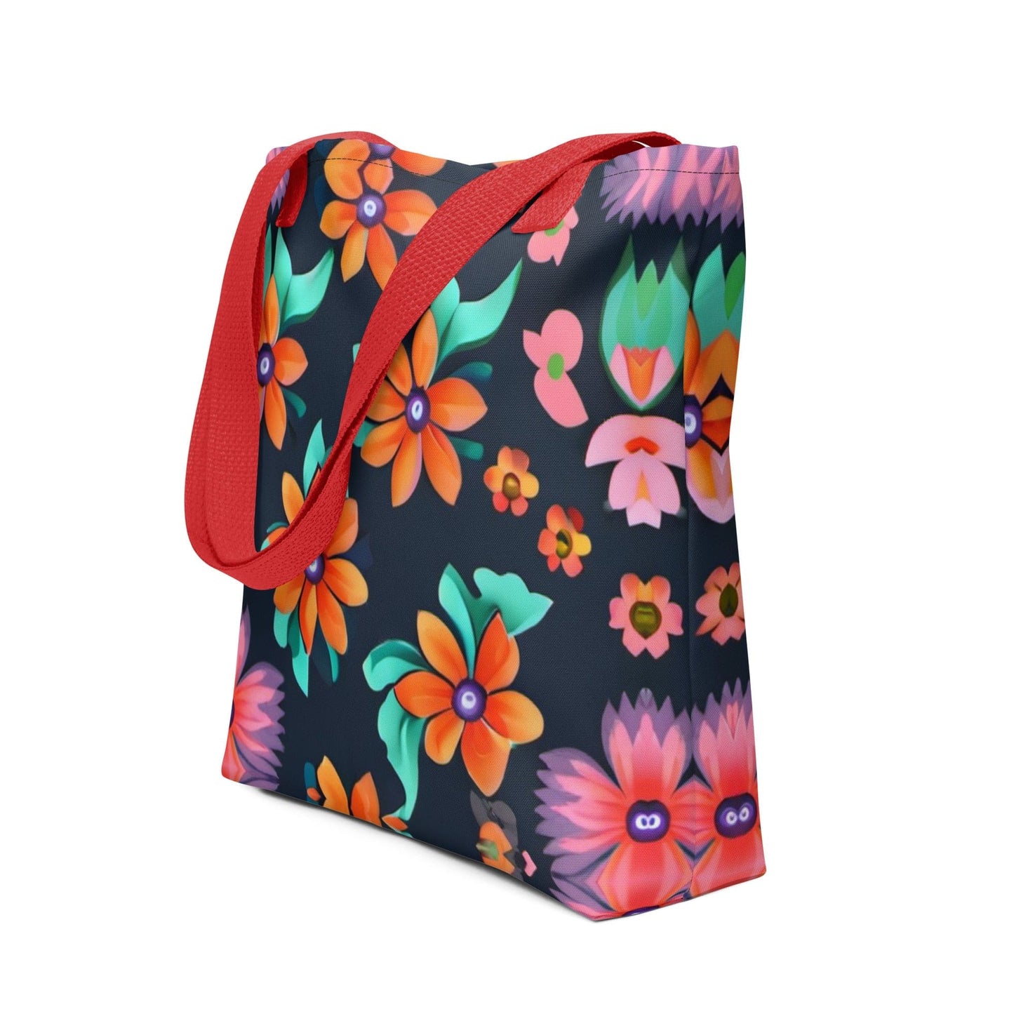 "Flower Power Galore: Women's Custom Retro Vintage Artsy Flowery Tote Bag" - AIBUYDESIGN