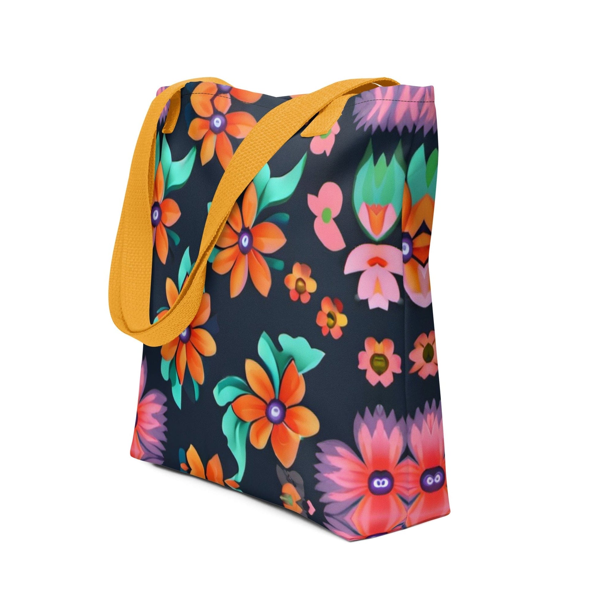 "Flower Power Galore: Women's Custom Retro Vintage Artsy Flowery Tote Bag" - AIBUYDESIGN