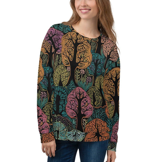 "Forest Dreamer: Women's Beautiful Chic Artsy Vintage Forest Print Long Sleeved Sweatshirt" - AIBUYDESIGN