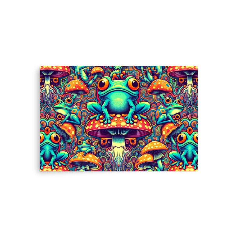 "Froggy Fungus Fiesta: Psychedelic Trippy Frog Mushroom Poster" - AIBUYDESIGN