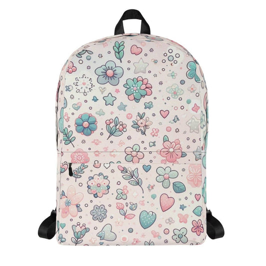 "Heartfelt Blooms: Cute Pastel Flowery Boho Chic Backpack" - AIBUYDESIGN