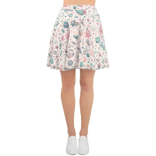 "Heartfelt Blooms: Luxurious Vintage Flowery Hearts Cute Artsy Skater Skirt for Women" - AIBUYDESIGN